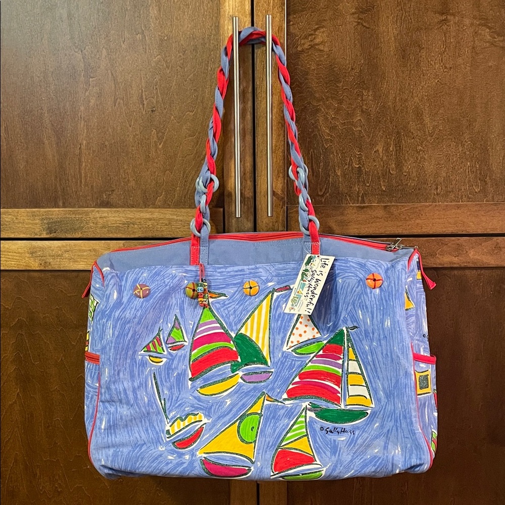 Sally Huss Colorful Sailboat Beach Tote